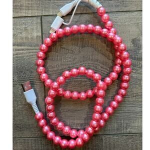 2 in 1 Beaded USB Charger Pink Pearl